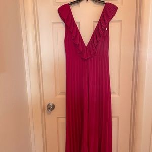 Zara Pink Pleated Deep V Dress
